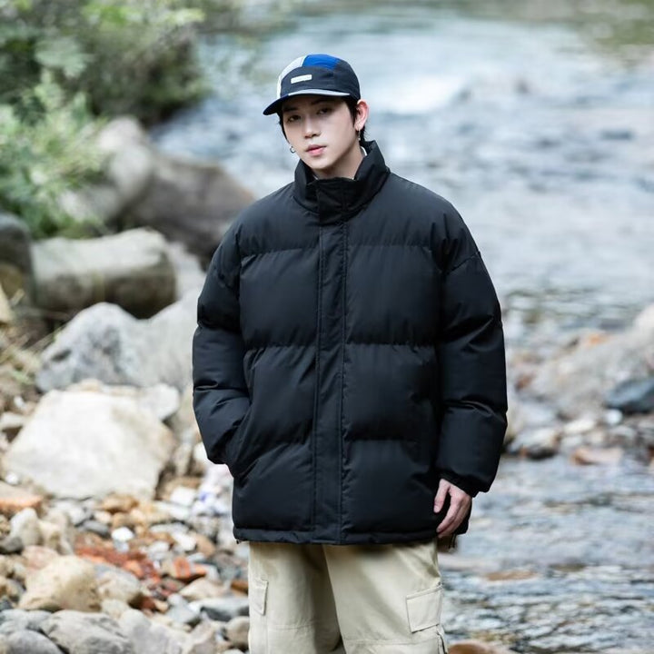 Herren gesteppte Outdoor-Jacke mit hohem Kragen und isolierender Füllung Aliams