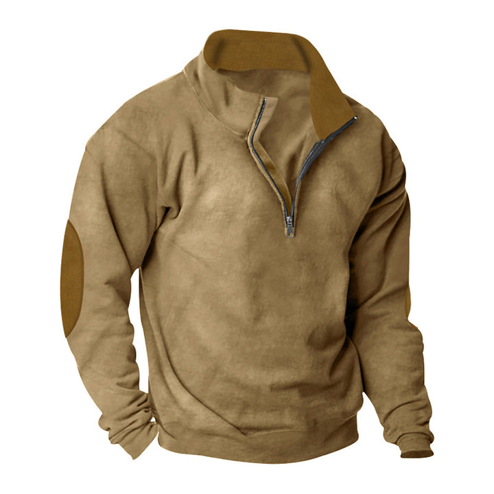 Herren Fleece Sweatshirt mit Stehkragen und schicken Kontrastärmel Aliams