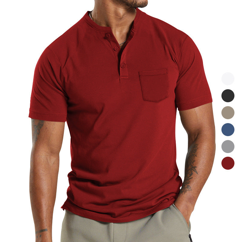 Herren Kurzarm Henley-Shirt mit praktischem Knopfdetail Aliams