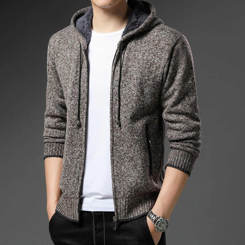 Herren bequeme Kapuzenjacke mit strukturiertem Innenfutter und Reißverschlusstaschen Aliams