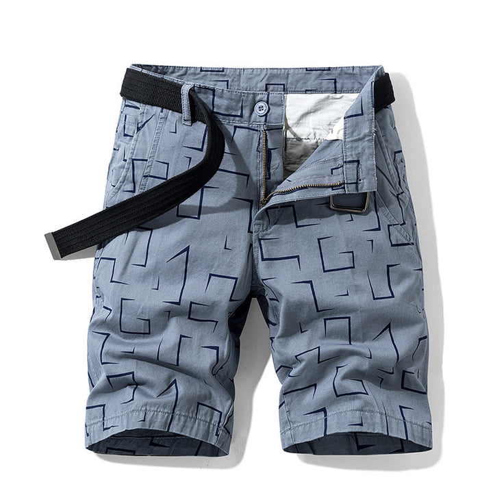 Herren Cargoshorts mit modischem geometrischem Muster und elastischem Bund Aliams