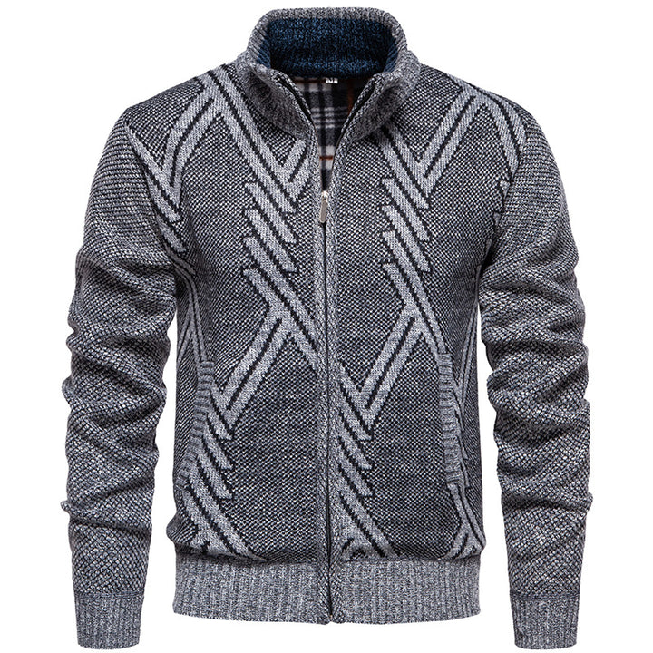 Herren sportliche Strickjacke mit modernem Zopfmuster Aliams