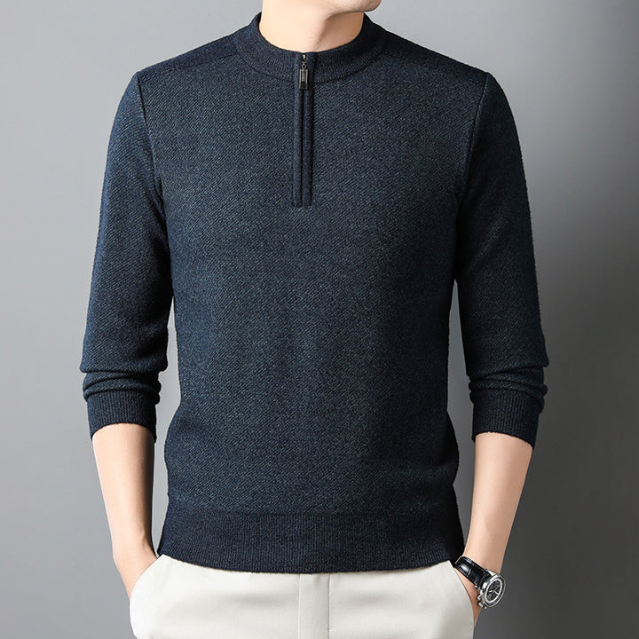 Herren Pullover mit halbem Reißverschluss und strukturiertem Design Aliams