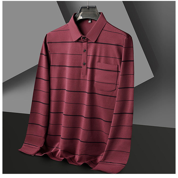 Herren elegantes Kurzarm-Poloshirt mit modischem Streifenmuster Aliams