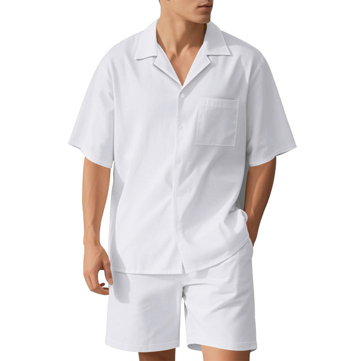 Herren elegantes Kurzarm-Urlaubs-Outfit bestehend aus Hemd und Shorts Aliams