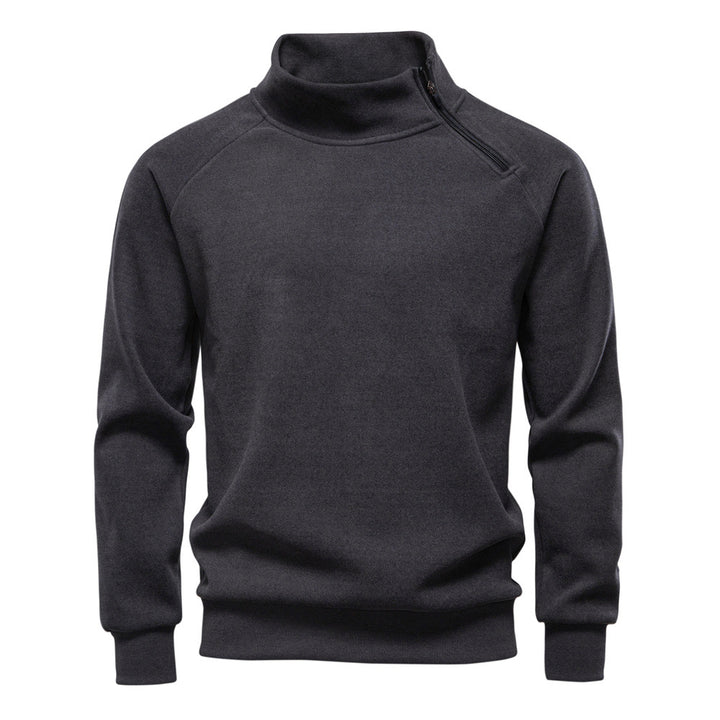 Herren Pullover mit hohem Kragen und praktischem Reißverschluss Aliams