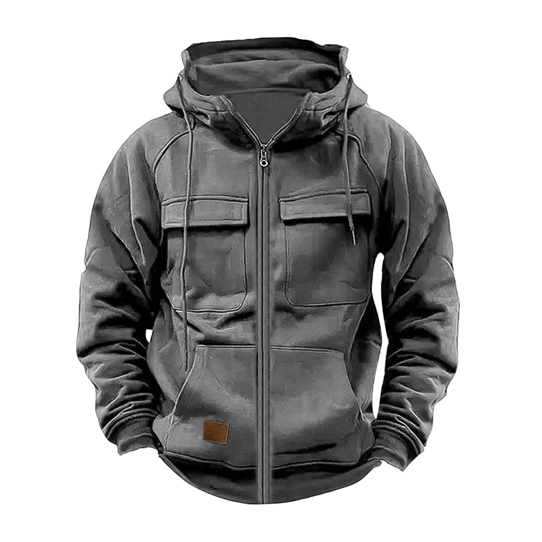 Herren Utility-Hoodie mit praktischen Taschen und Reißverschluss Aliams