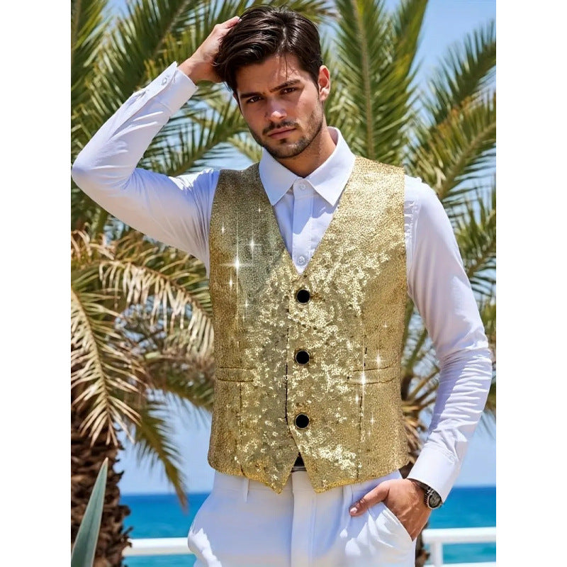 Herren Funkelnde Pailletten-Weste Aliams