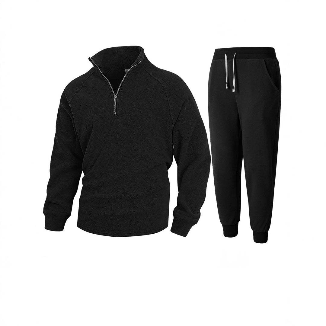 Herren Fleece-Oberteil mit modernem Stehkragen und sportlicher Jogginghose Aliams