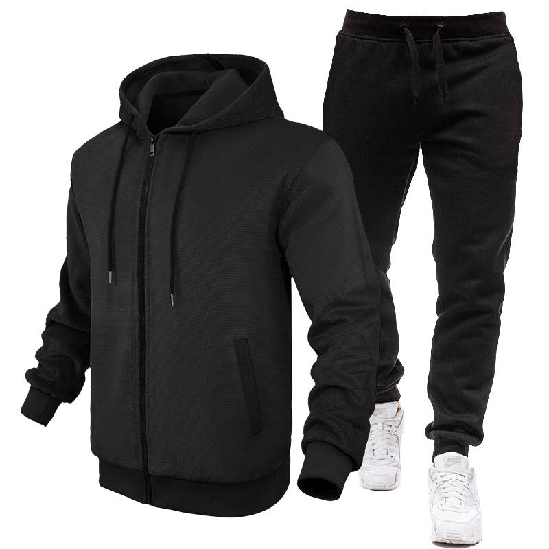 Herren Sportlicher Hoodie- und Jogginganzug mit Fleece-Futter und praktischen Taschen Aliams