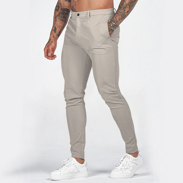 Herren elegante Slim-Fit Chinohose mit elastischem Bund und praktischen Taschen Aliams