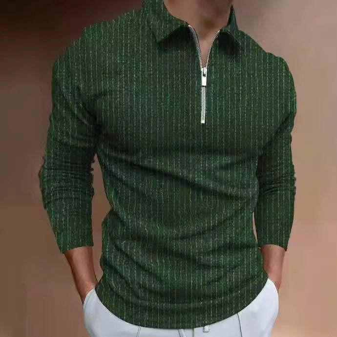 Herren sportliches Langarmshirt mit modernem Stehkragen Aliams