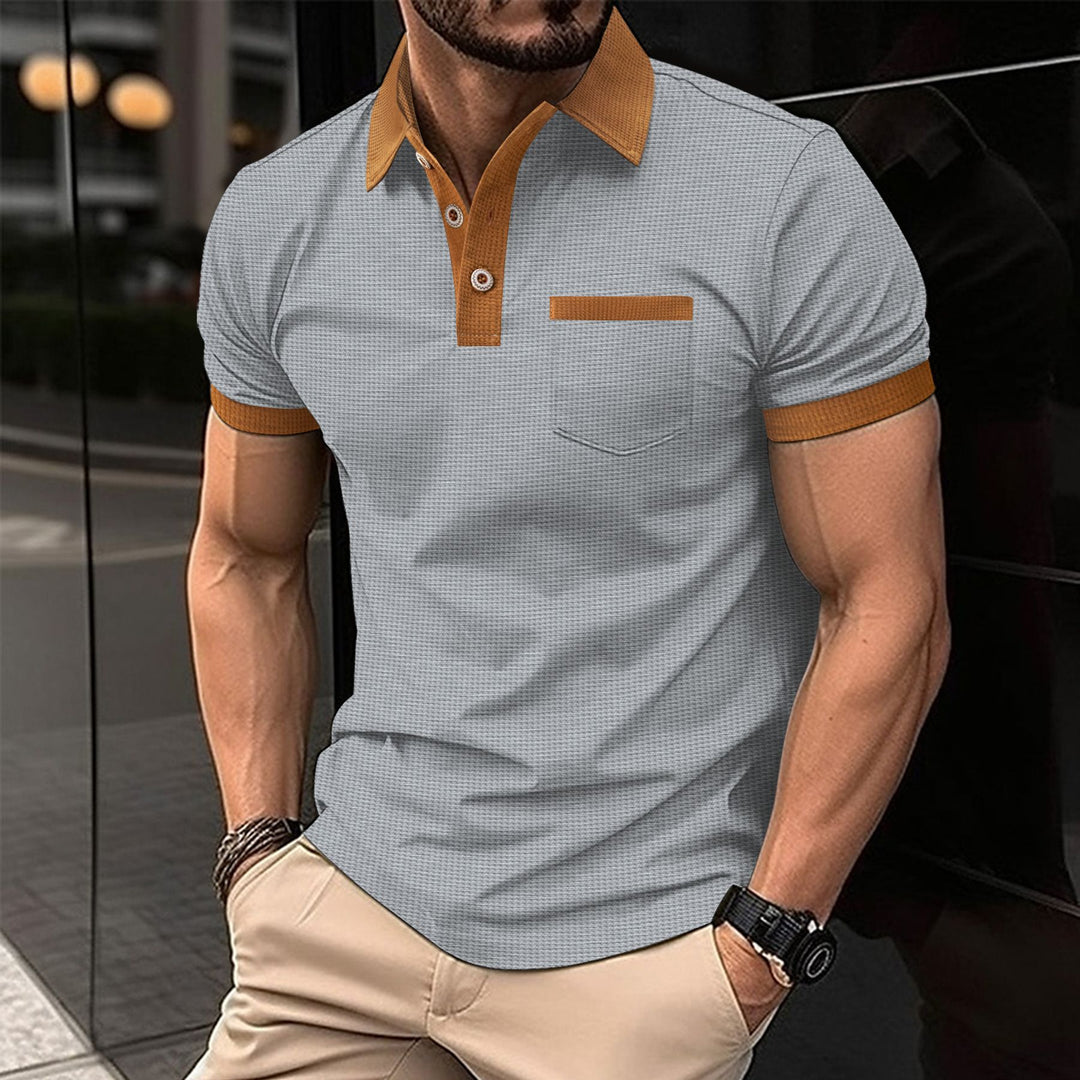 Herren Poloshirt mit modernem Kontrastkragen und funktionalem Brusttasche Aliams