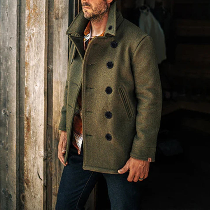 Herren eleganter Mantel mit doppelter Knopfleiste Aliams