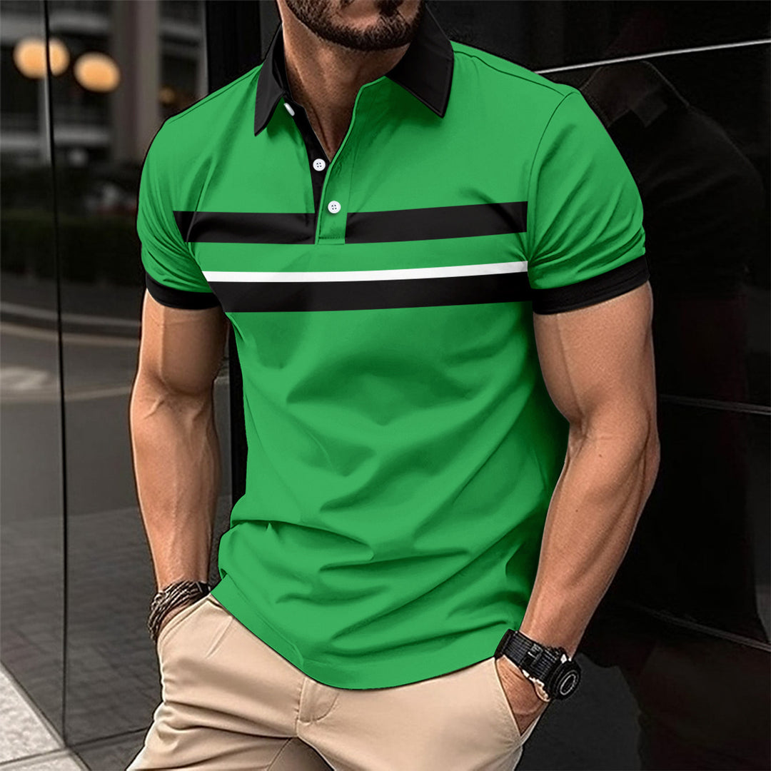 Herren Kurzarm Poloshirt mit modernen Streifen Aliams