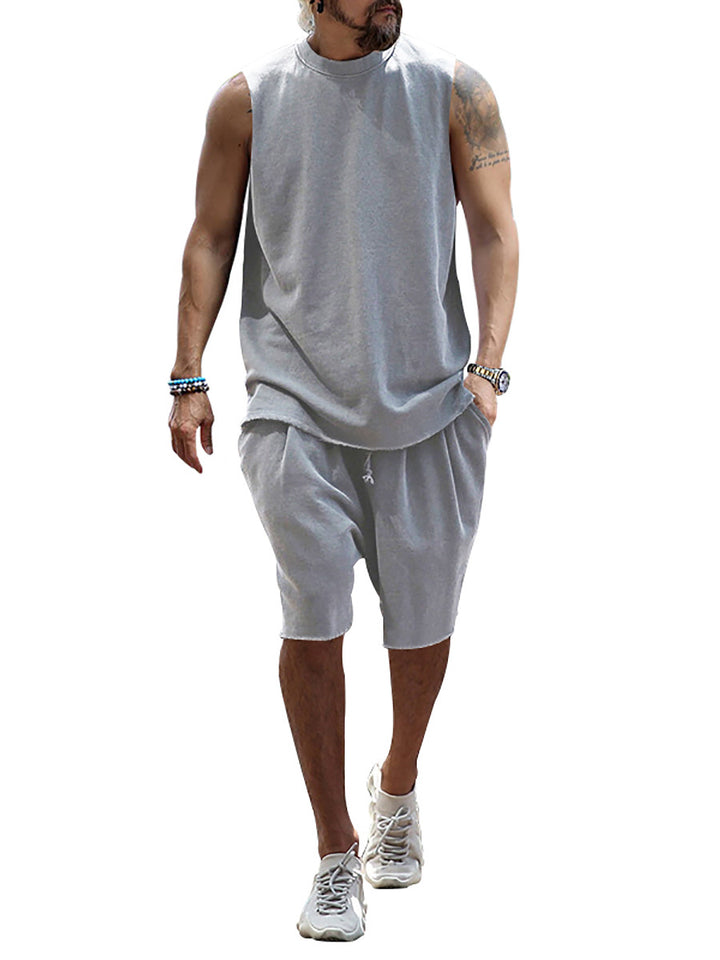 Herren sportliches Tanktop und Shorts-Set aus hochwertigem Baumwollmix Aliams