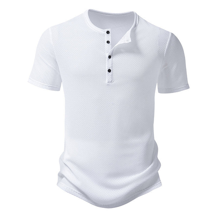 Herren Kurzarm-Henley-Shirt mit strukturiertem Design und modischen Knopfdetails Aliams