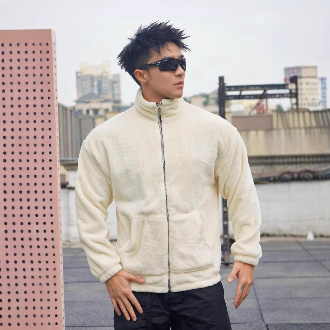 Herren Fleecejacke mit hohem Kragen und weichem Futter Aliams