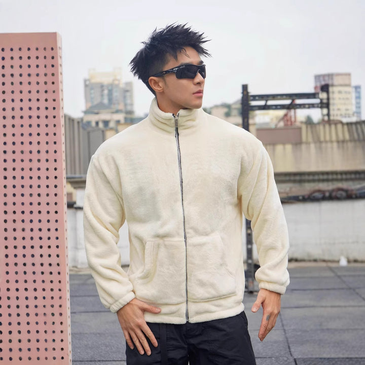 Herren Fleecejacke mit hohem Kragen und weichem Futter Aliams