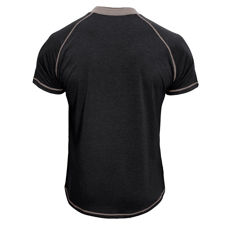 Herren Kurzarm Henley-Shirt mit Kontrastdetails und strapazierfähigem Stoff Aliams