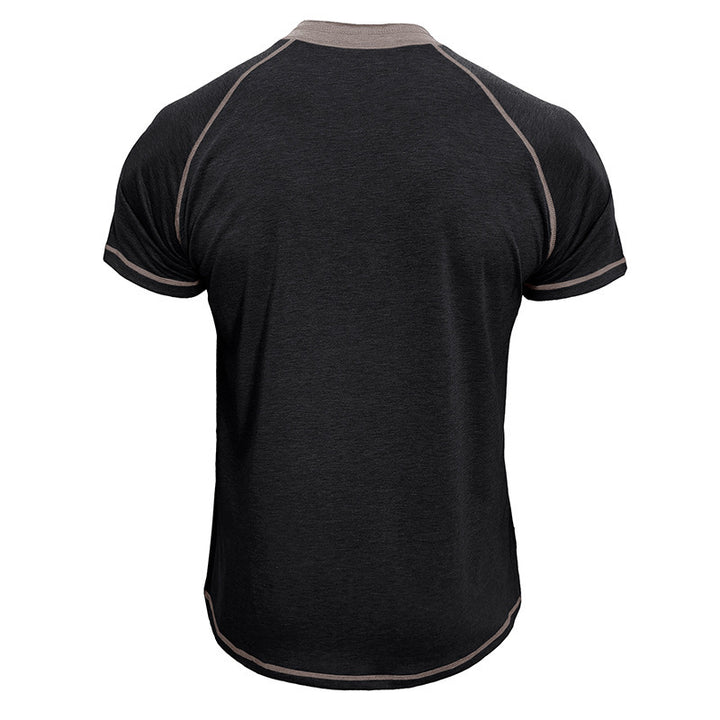 Herren Kurzarm Henley-Shirt mit Kontrastdetails und strapazierfähigem Stoff Aliams