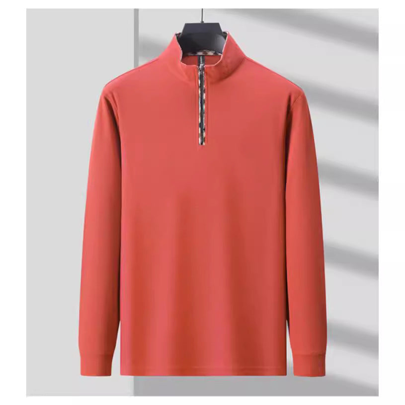 Herren Sportliches Langarmshirt mit Stehkragen und modischem Reißverschluss Aliams