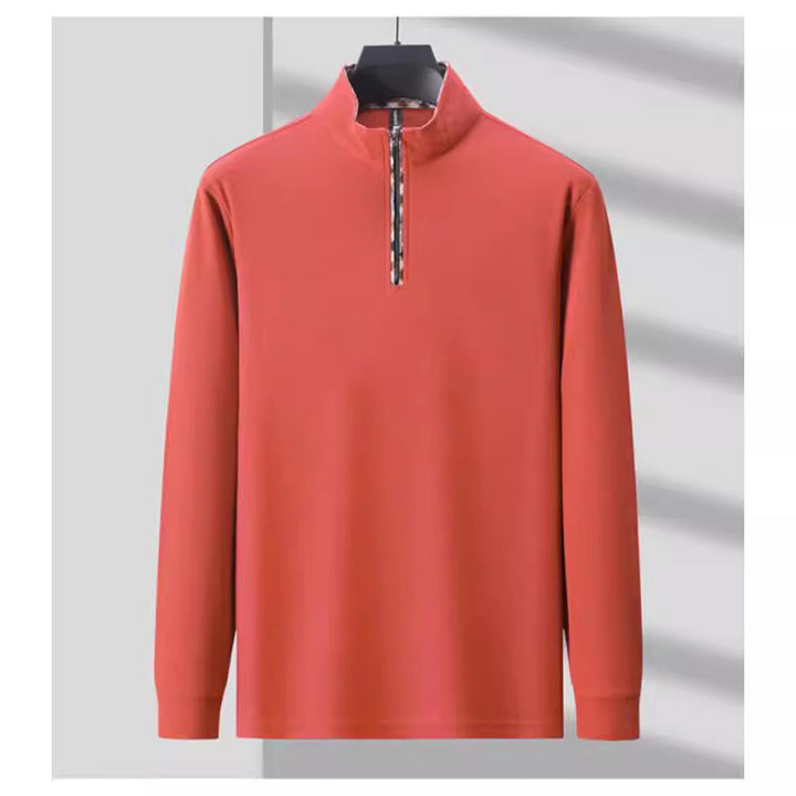 Herren Sportliches Langarmshirt mit Stehkragen und modischem Reißverschluss Aliams