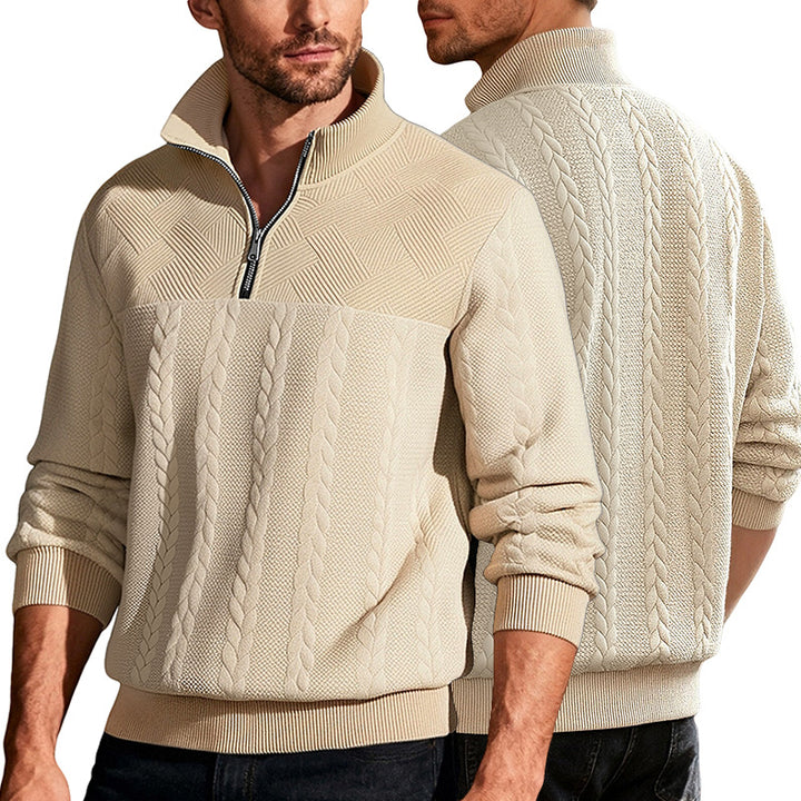 Herren Hoher Kragen Strickpullover mit Reißverschluss Aliams