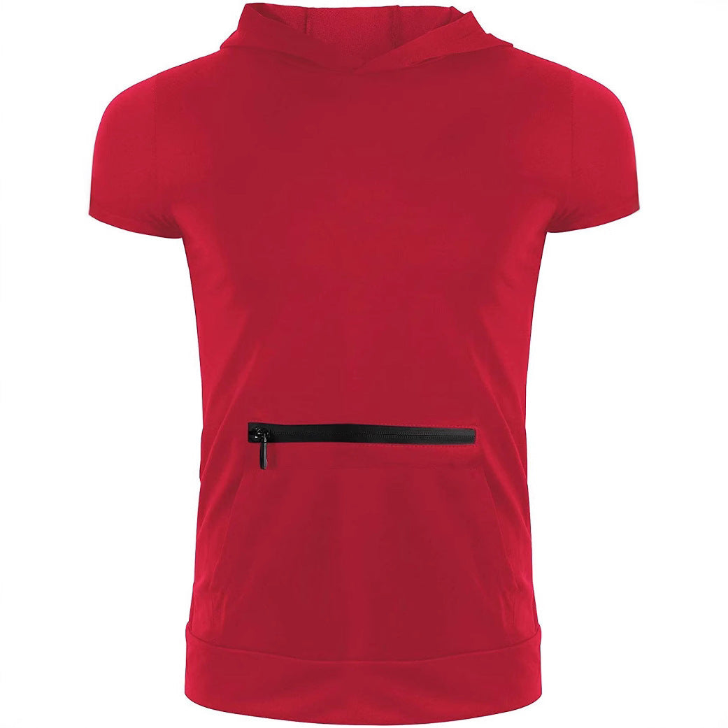 Herren Kurzarm Kapuzenoberteil mit praktischem Reißverschluss Aliams