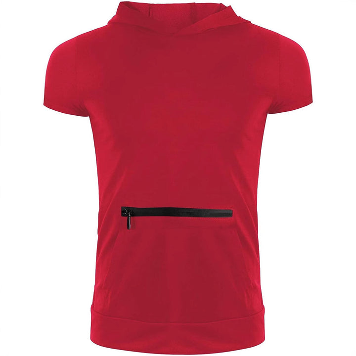 Herren Kurzarm Kapuzenoberteil mit praktischem Reißverschluss Aliams