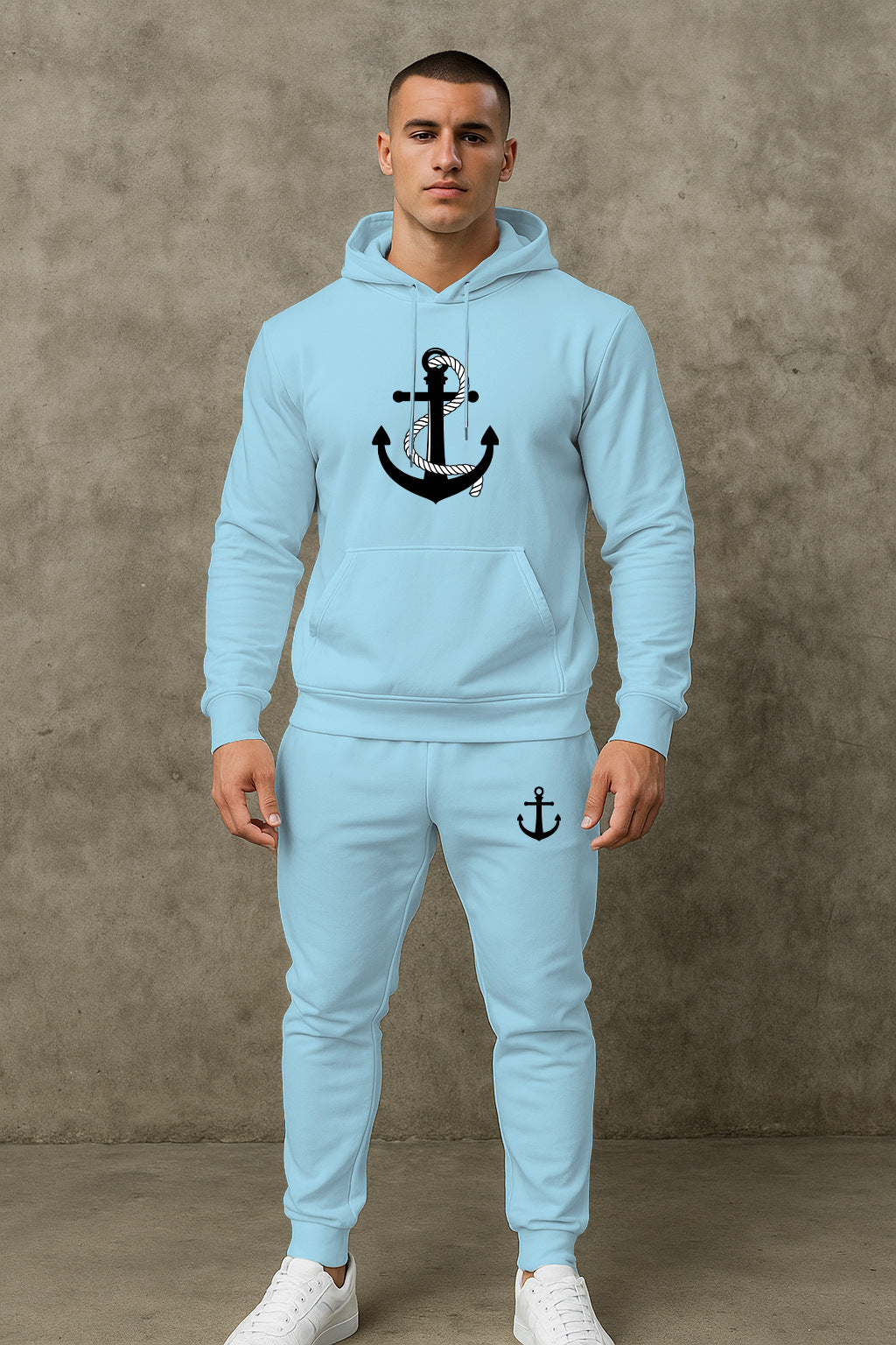 Herren Hoodie- und Jogginghose-Set mit maritimem Ankerdesign Aliams