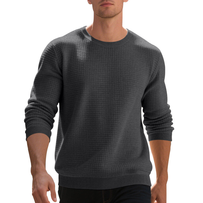 Herren warmer Pullover mit strukturiertem Gewebe und Rundhalsausschnitt Aliams