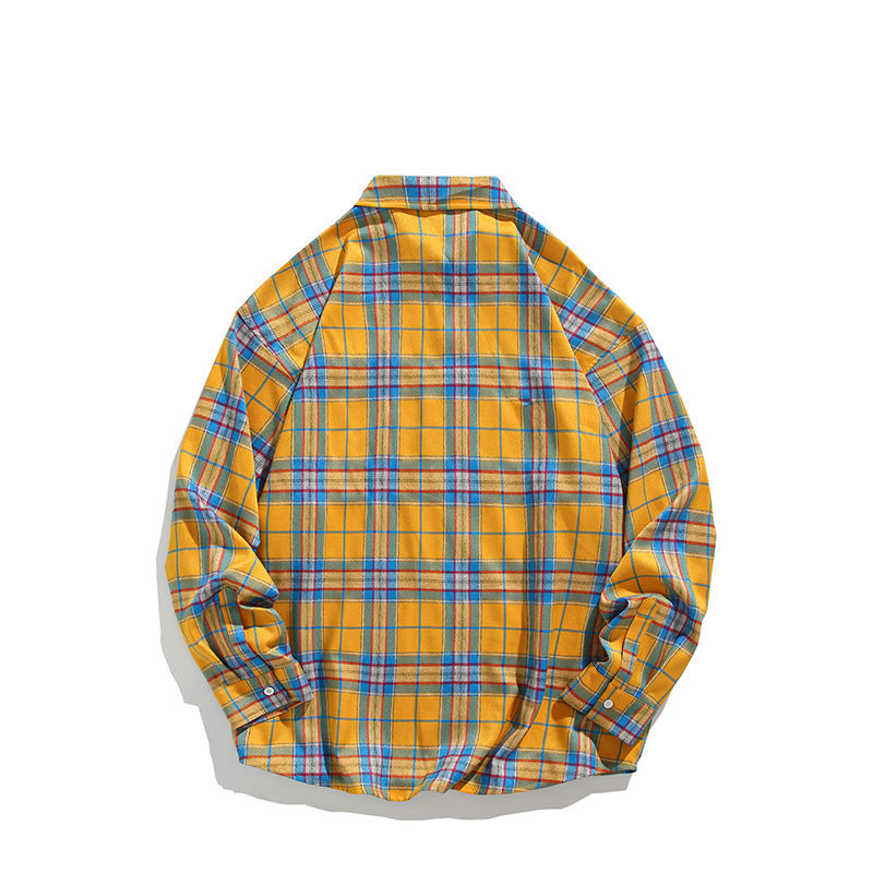 Herren kariertes Freizeithemd mit offenem Kragen und Brusttasche Aliams