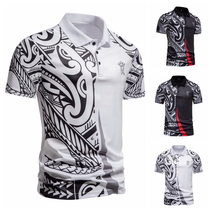 Herren Poloshirt mit modernem tribal Design und atmungsaktiver Funktionalität Aliams