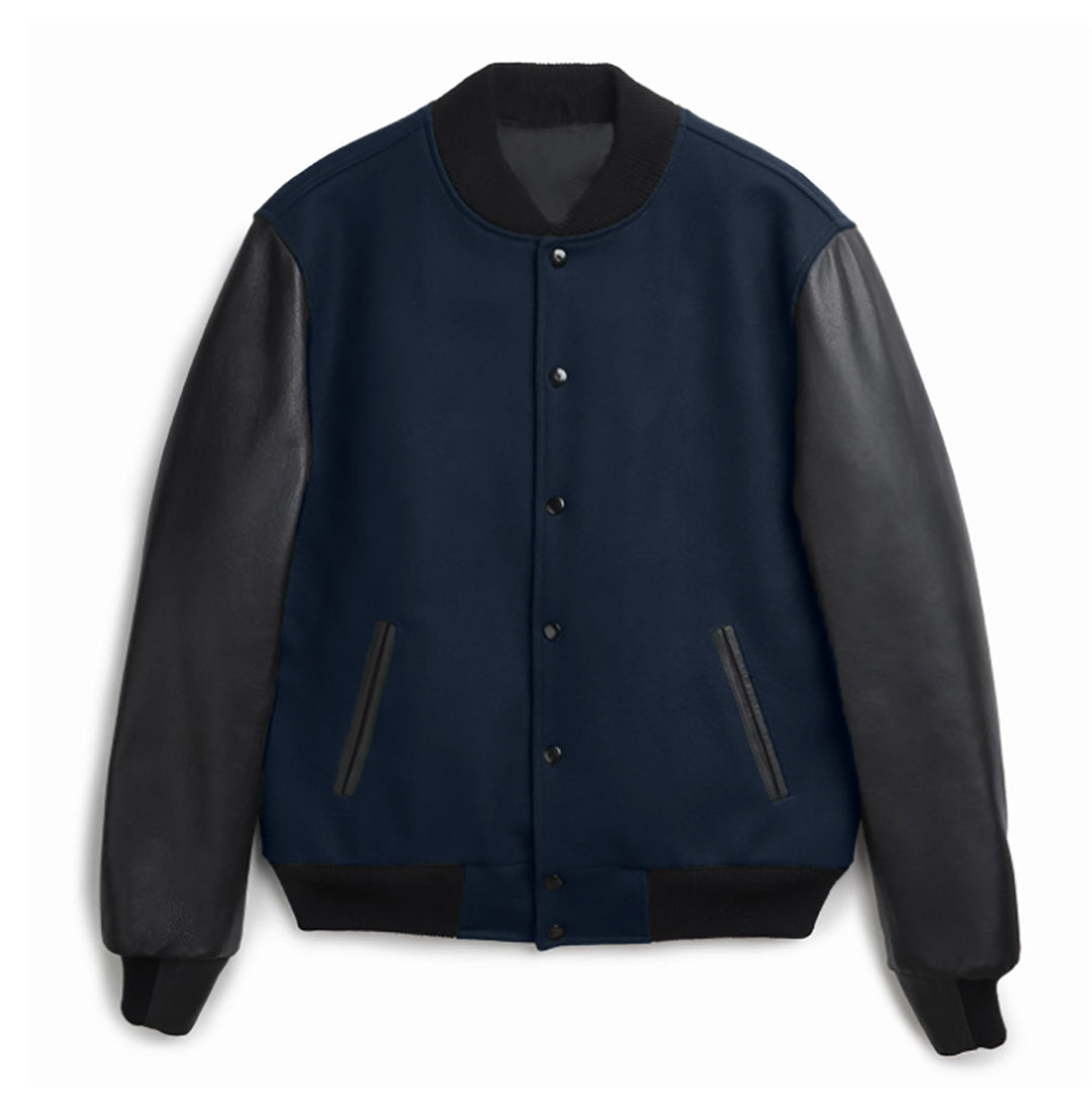 Herren stylische Collegejacke mit Lederärmeln Aliams