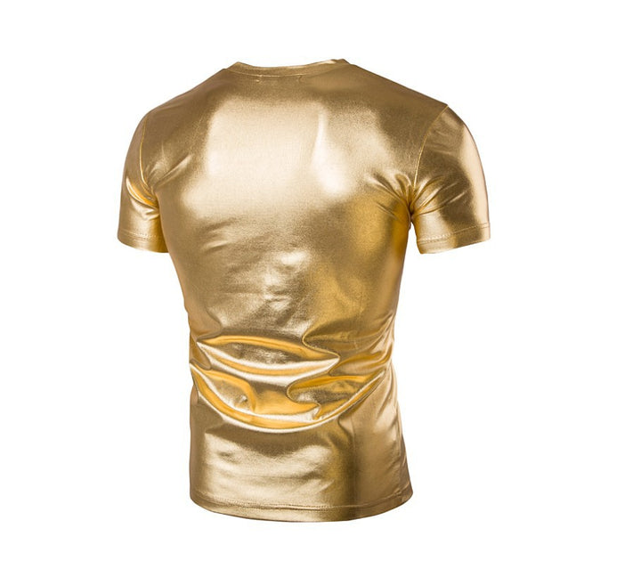 Herren Sportliches V-Ausschnitt T-Shirt mit glänzender Oberfläche Aliams