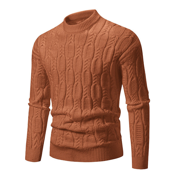 Herren Strickpullover mit modernem Zopfmuster und hohem Kragen Aliams