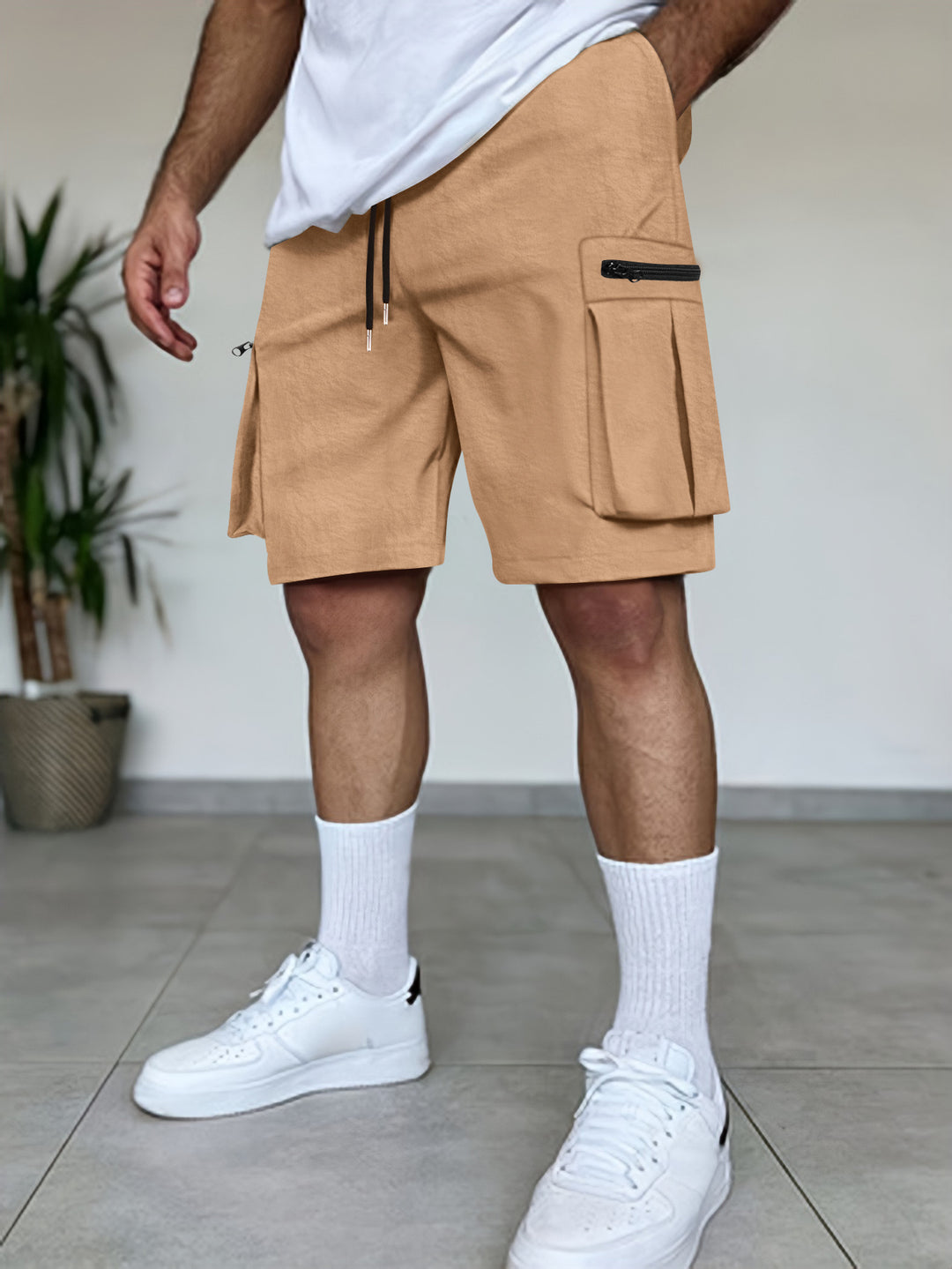 Herren Utility Cargo Shorts mit Reißverschluss Taschen Aliams