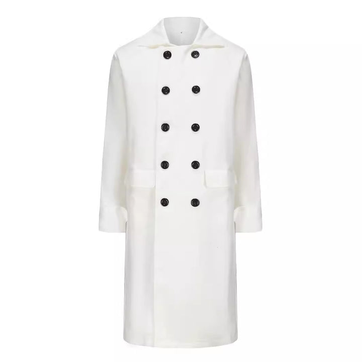 Herren eleganter Langmantel mit doppelter Knopfleiste und modernem Schnitt Aliams