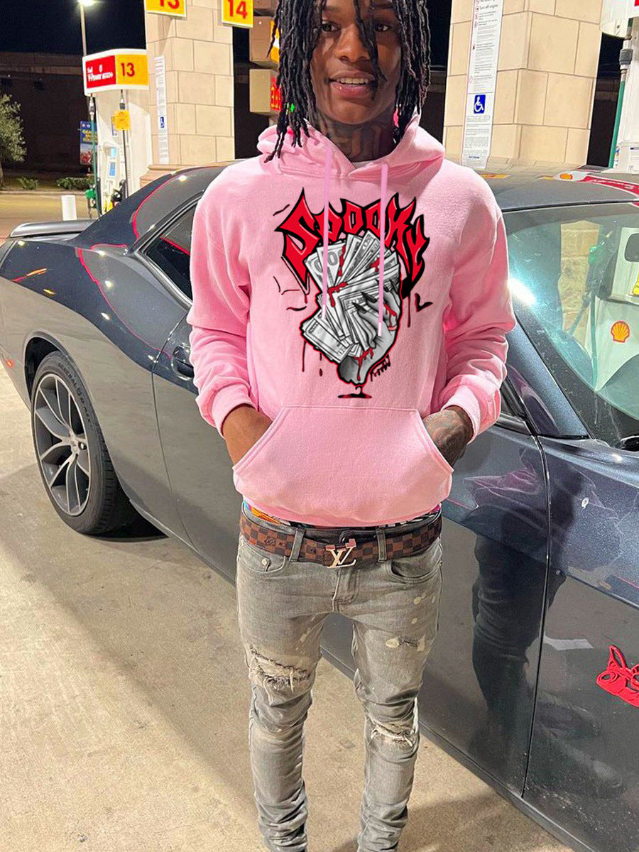 Herren Hoodie mit auffälligem Grafikerdruck und bequemen Kängurutaschen Aliams