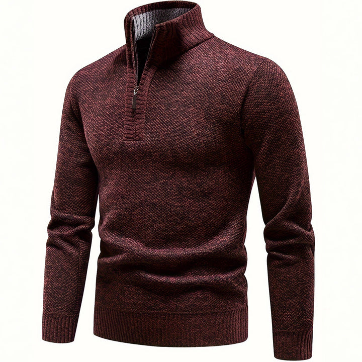 Herren Fleece-Pullover mit hohem Kragen und strukturierter Oberfläche Aliams
