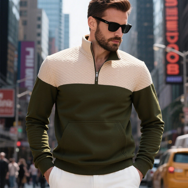 Herren Stepppullover mit Stehkragen und Reißverschluss Aliams