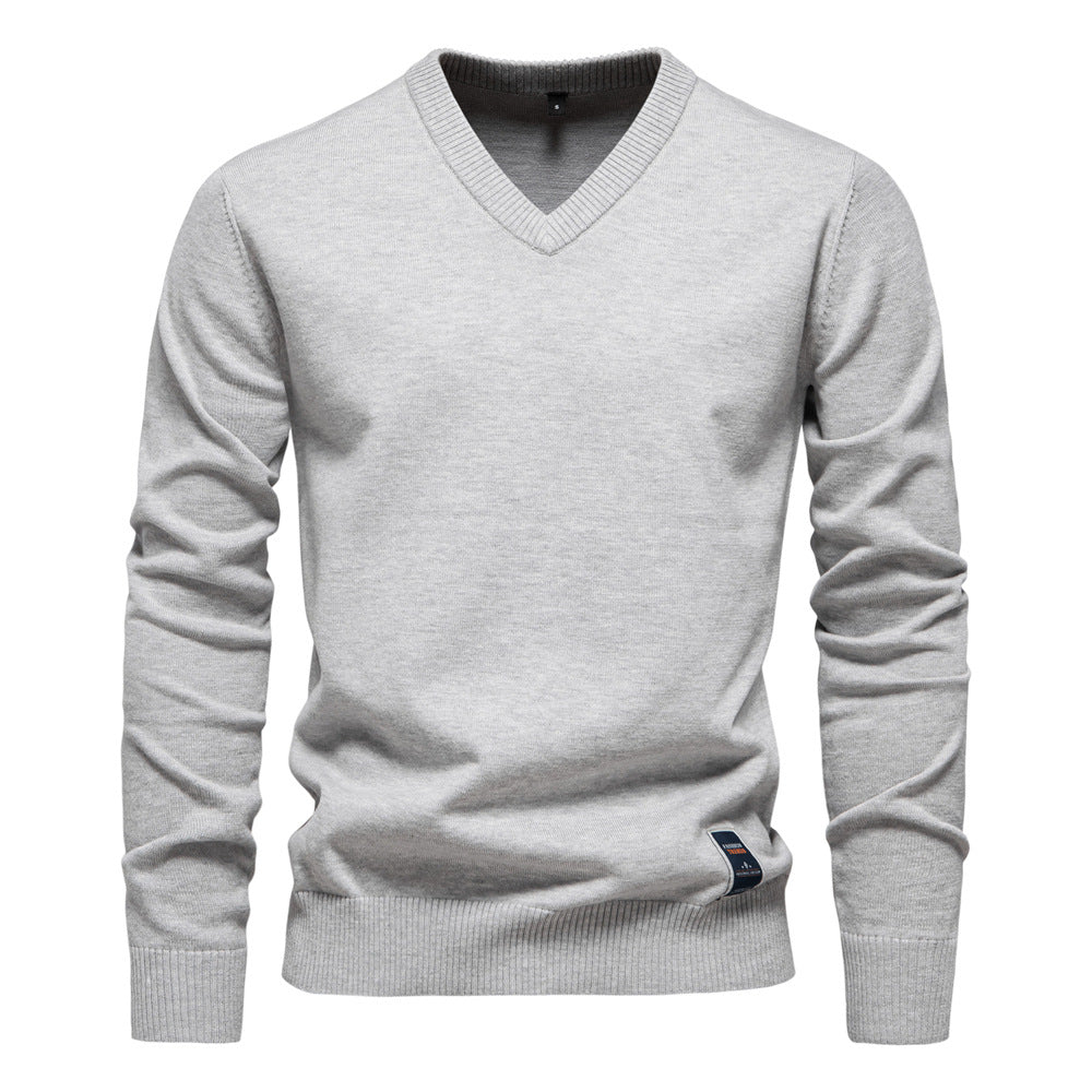 Herren Strickpullover mit V-Ausschnitt und feiner Textur Aliams