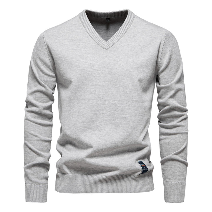 Herren Strickpullover mit V-Ausschnitt und feiner Textur Aliams