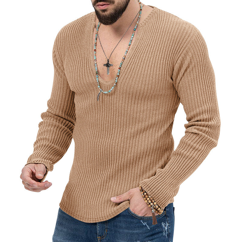 Herren V-Ausschnitt-Ripp-Pullover mit strukturiertem Design Aliams