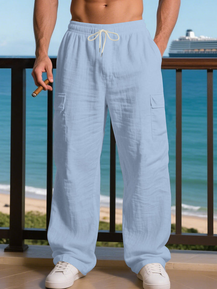 Herren entspannte Cargo-Hose mit elastischem Bund und praktischen Seitentaschen Aliams