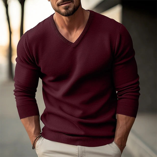 Herren V-Ausschnitt Pullover mit strukturiertem Design und komfortablem Schnitt Aliams