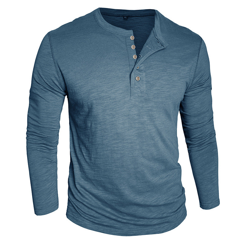 Herren elegantes Langarmshirt mit Knopfleiste Aliams