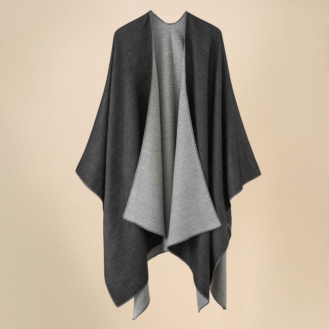 Damen Wohlfühl-Poncho Aus Weichem Wollmix mit Elegantem Schnitt Aliams