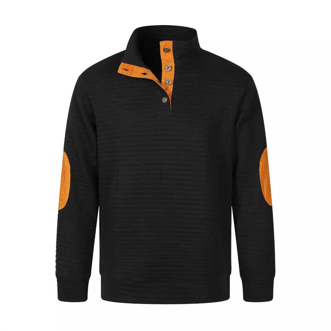 Herren Bequemer Sweatpullover mit Knopfleiste und Kontrastelementen Aliams